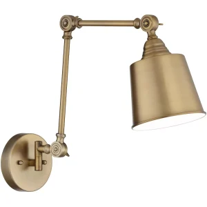 360 Lighting Modern Swing Arm Adjustable Wall Lamp Antique Brass Metal Hardwired Light Fixture Bedroom Bedside House Reading Home