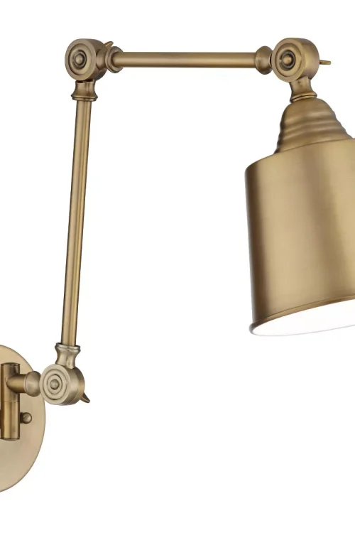 360 Lighting Modern Swing Arm Adjustable Wall Lamp Antique Brass Metal Hardwired Light Fixture Bedroom Bedside House Reading Home