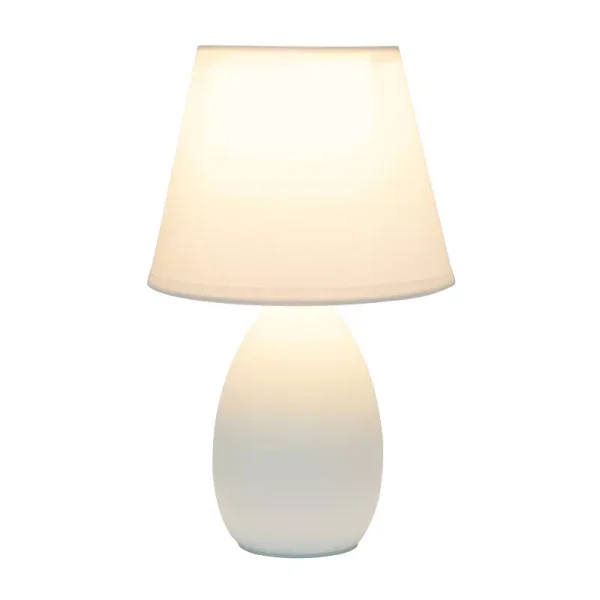 9.45" Petite Ceramic Oblong Bedside Table Desk Lamp with Matching Tapered Drum Shade - Creekwood Home - Image 2
