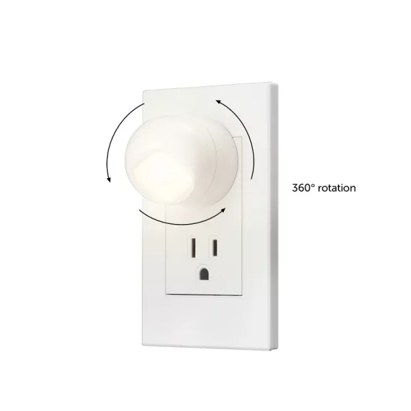 2 pack LED Auto On/Off Rotating Night Lights: Wall Plug Nightlight for Kids', Plugin, White, No Assembly Required - Image 2