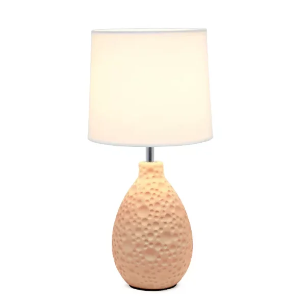 14.17" Traditional Ceramic Texture Thumbprint Tear Drop Table Desk Lamp with Tapered Shade - Creekwood Home - Image 3
