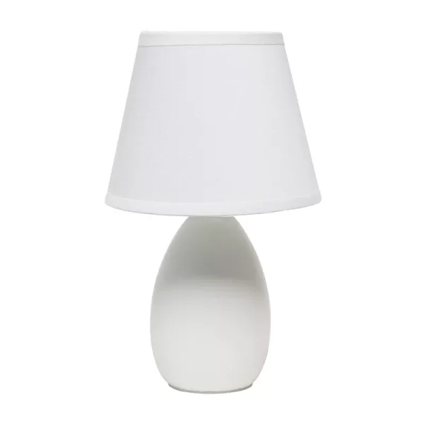 9.45" Petite Ceramic Oblong Bedside Table Desk Lamp with Matching Tapered Drum Shade - Creekwood Home - Image 3