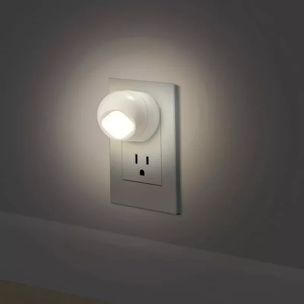 2 pack LED Auto On/Off Rotating Night Lights: Wall Plug Nightlight for Kids', Plugin, White, No Assembly Required - Image 4